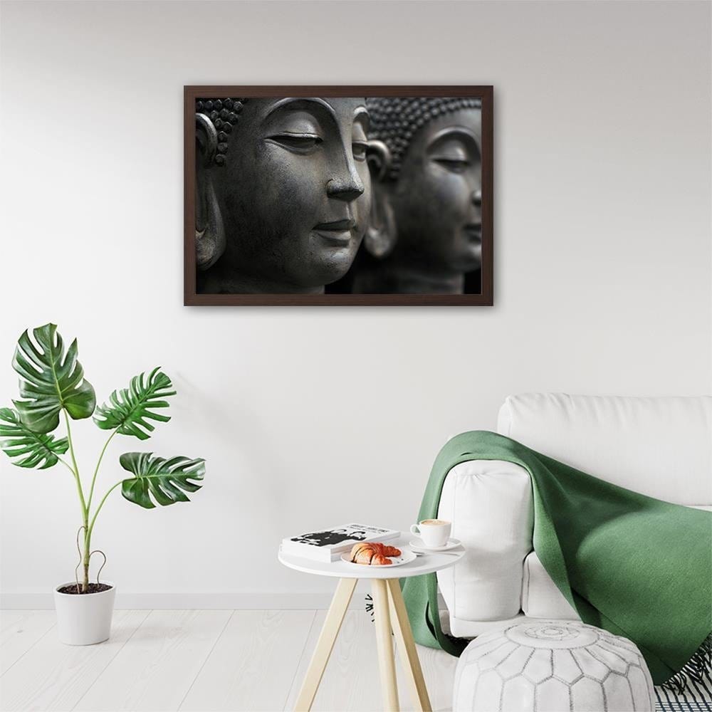 Glezna brūnā rāmī - Gray Buddha Statue Home Trends DECO