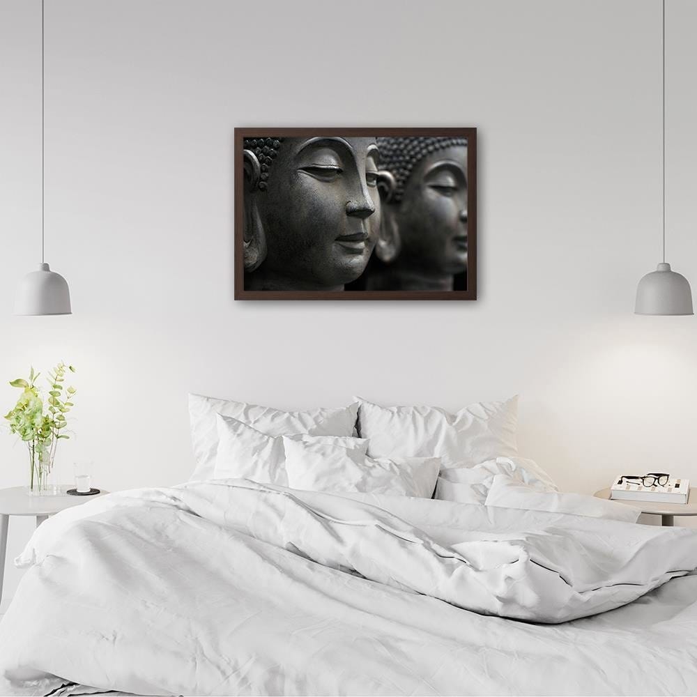 Glezna brūnā rāmī - Gray Buddha Statue Home Trends DECO