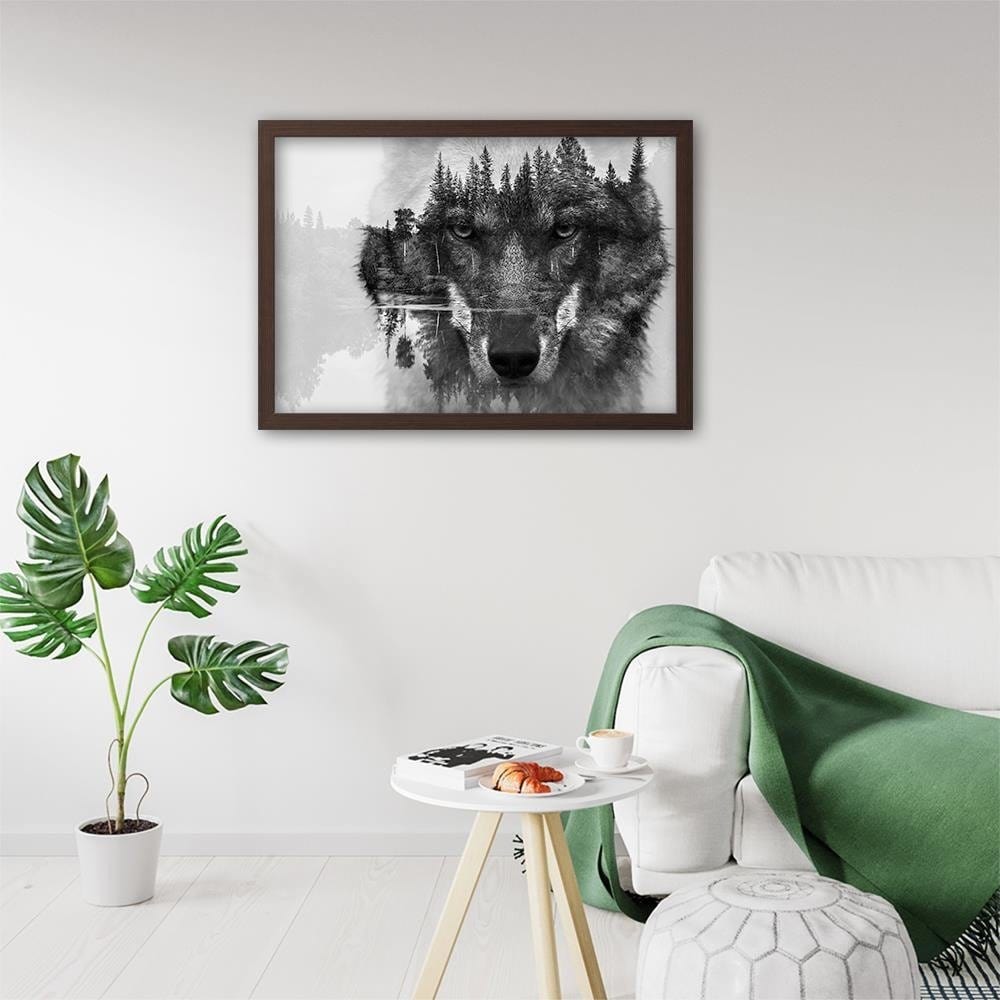 Glezna brūnā rāmī - Gray Wolf Home Trends DECO