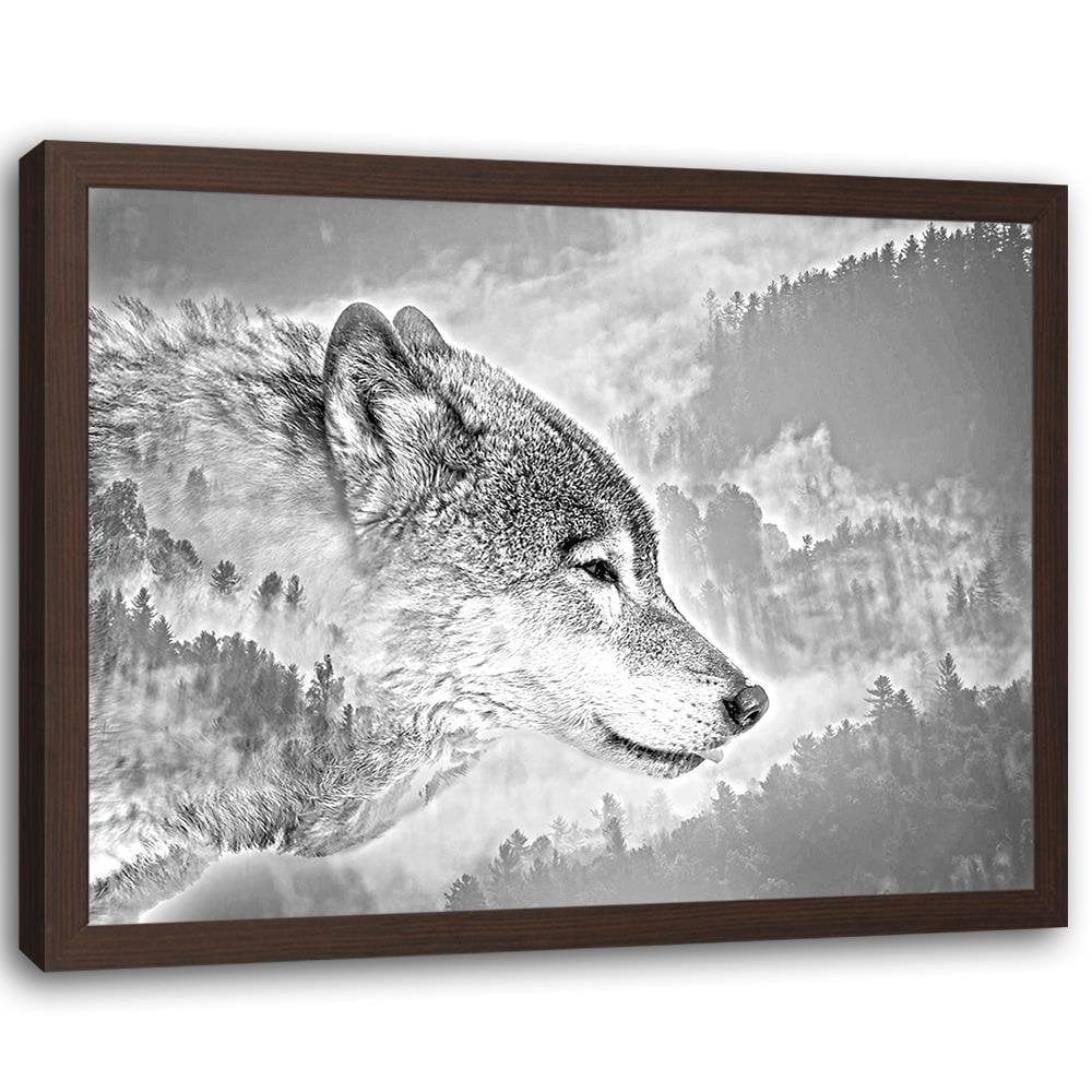 Glezna brūnā rāmī - Gray Wolf Home Trends DECO