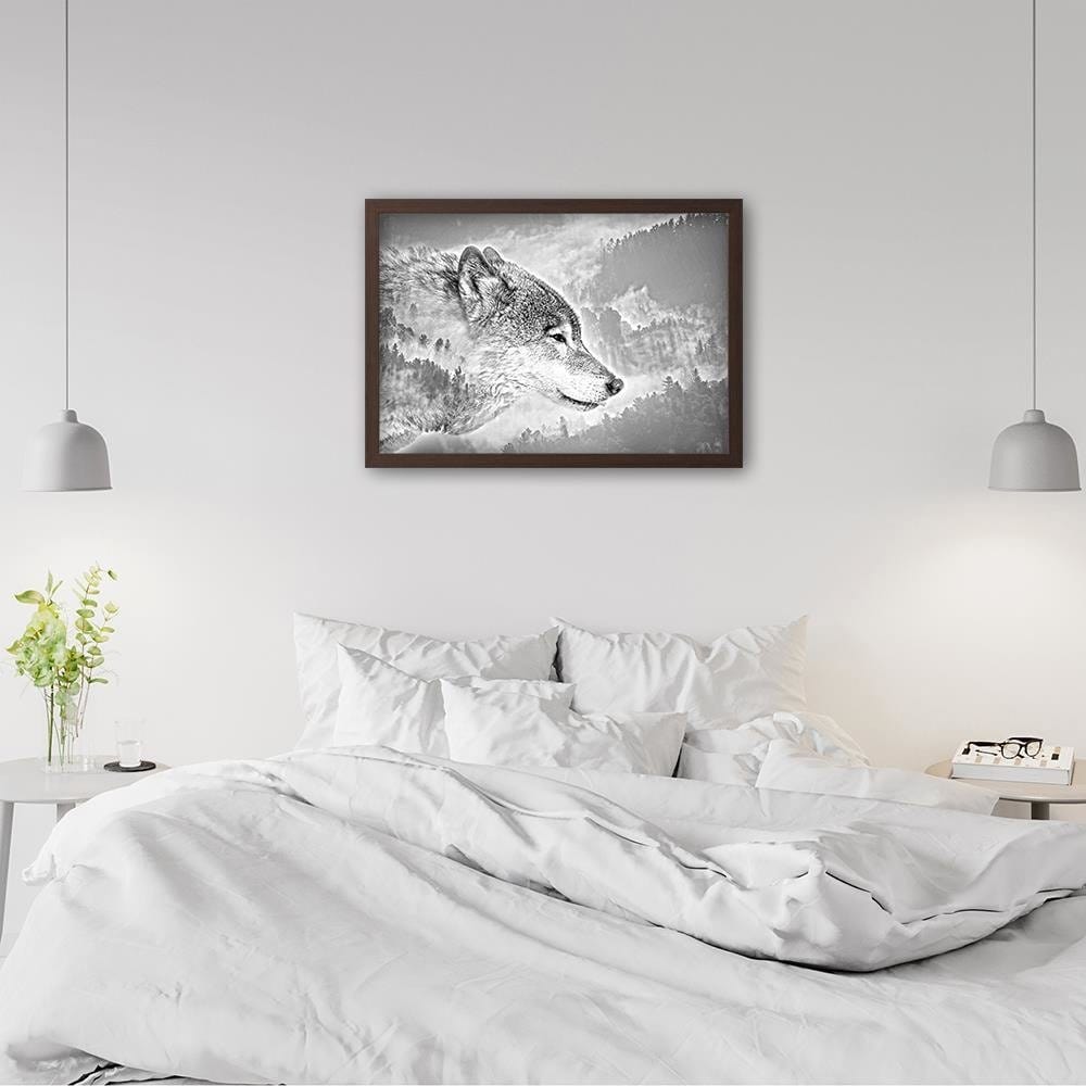 Glezna brūnā rāmī - Gray Wolf Home Trends DECO