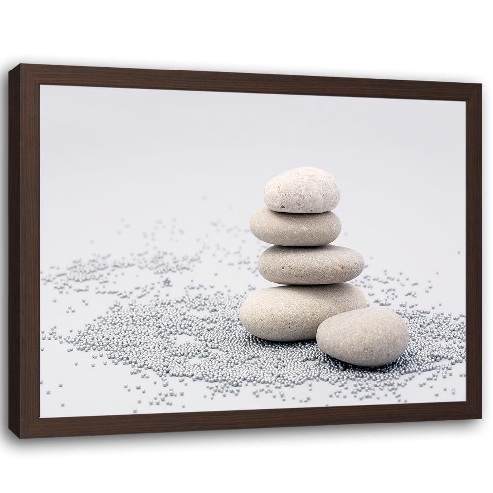 Glezna brūnā rāmī - Gray Zen Stones Home Trends DECO