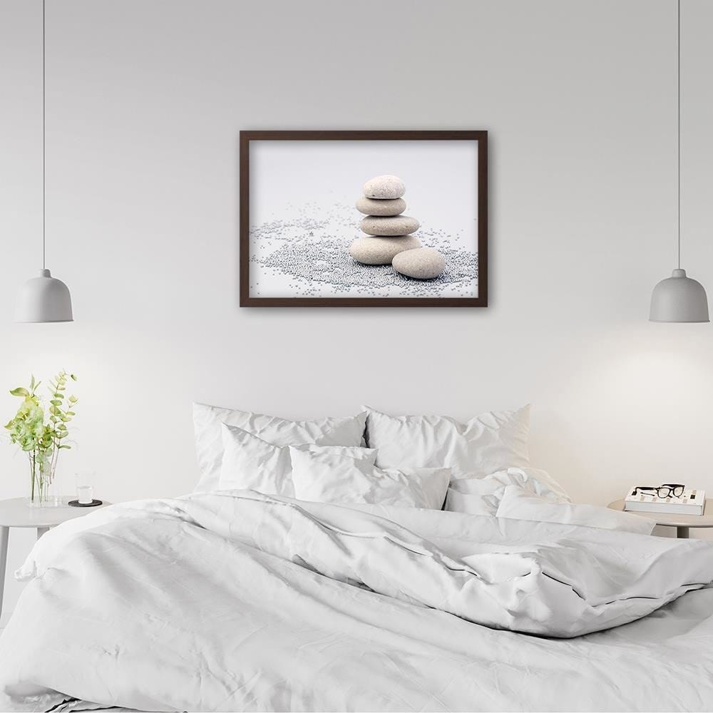 Glezna brūnā rāmī - Gray Zen Stones Home Trends DECO