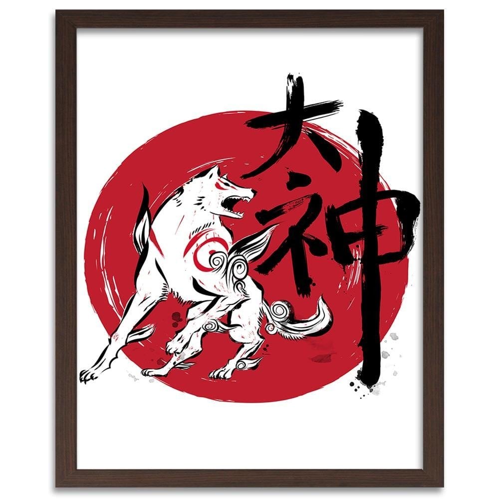 Glezna brūnā rāmī - Great God Sumi-E Red Home Trends DECO