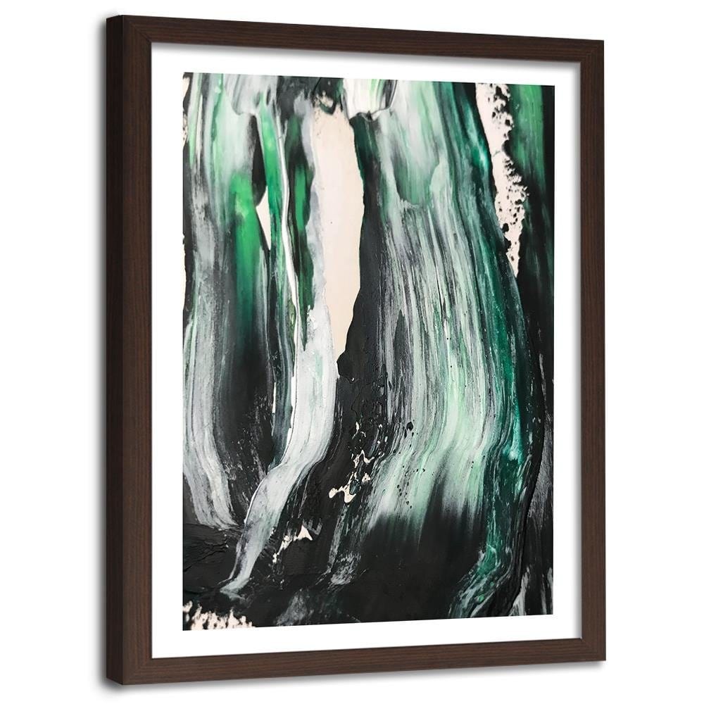 Glezna brūnā rāmī - Green Abstraction Home Trends DECO
