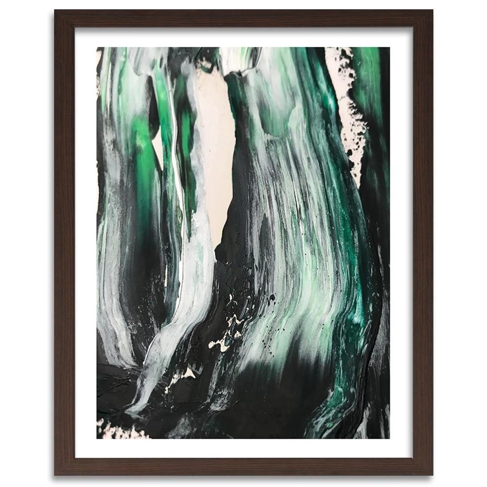 Glezna brūnā rāmī - Green Abstraction Home Trends DECO