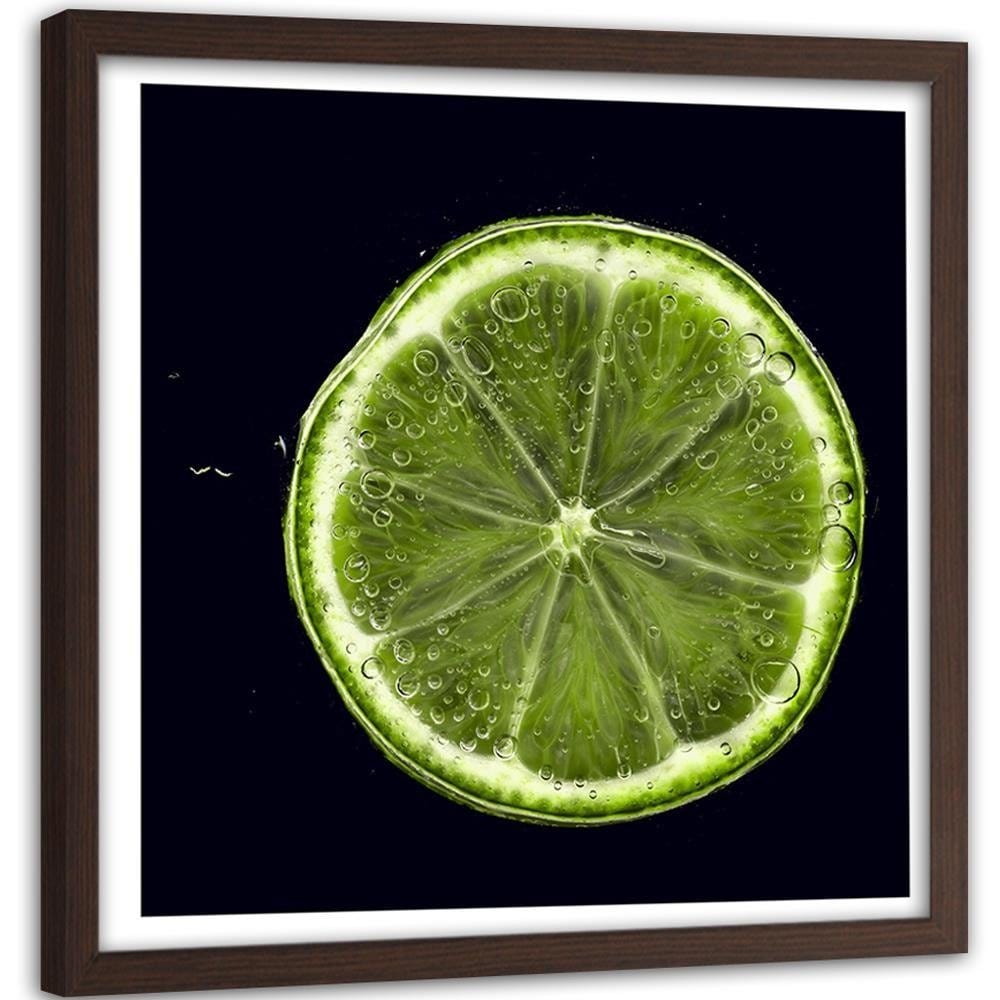 Glezna brūnā rāmī - Green Lemon Slice 2 Home Trends DECO