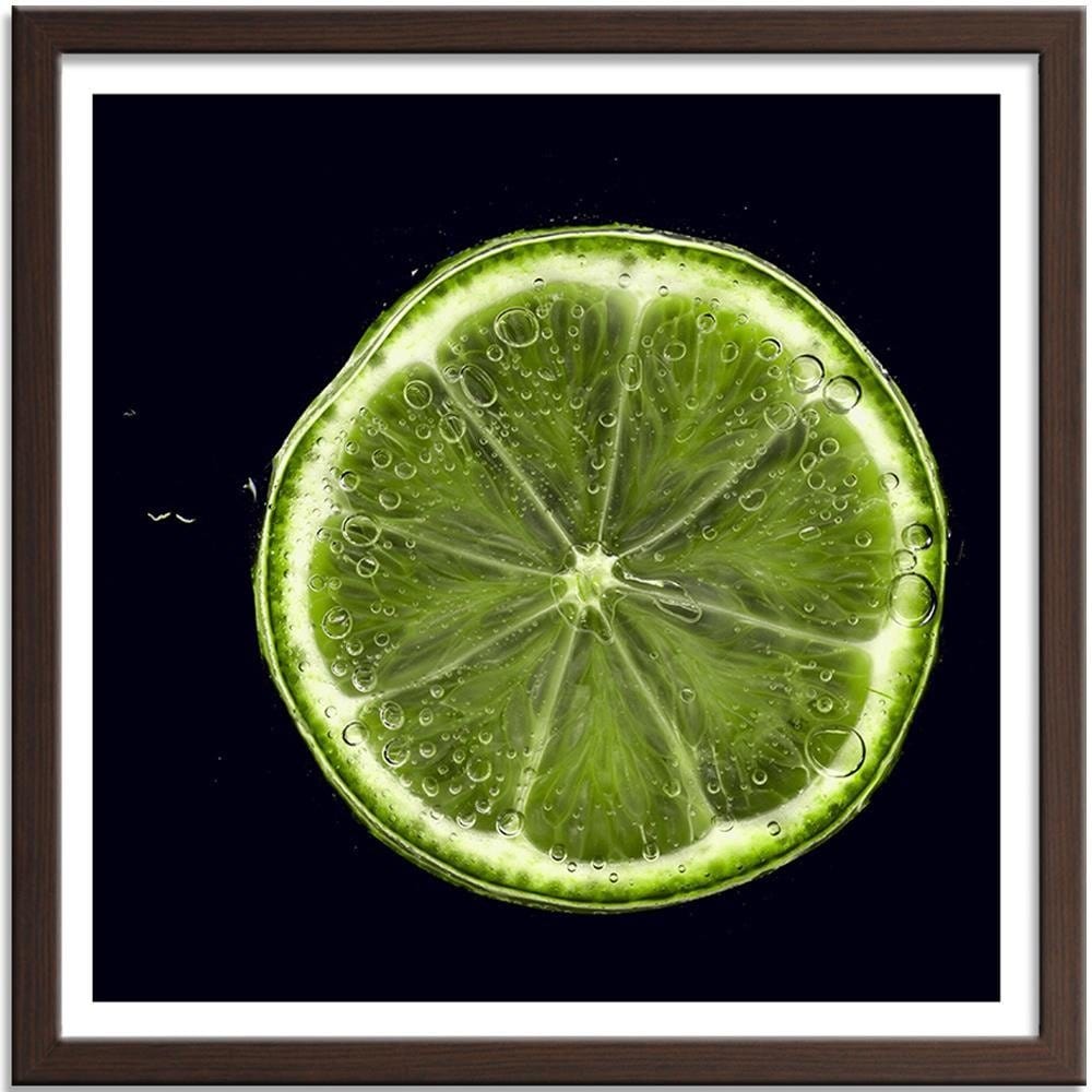 Glezna brūnā rāmī - Green Lemon Slice 2 Home Trends DECO