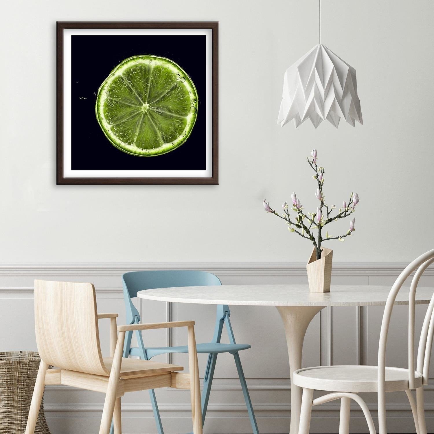 Glezna brūnā rāmī - Green Lemon Slice 2 Home Trends DECO