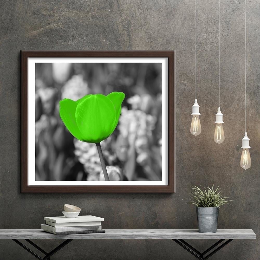 Glezna brūnā rāmī - Green Poppy Meadow Home Trends DECO