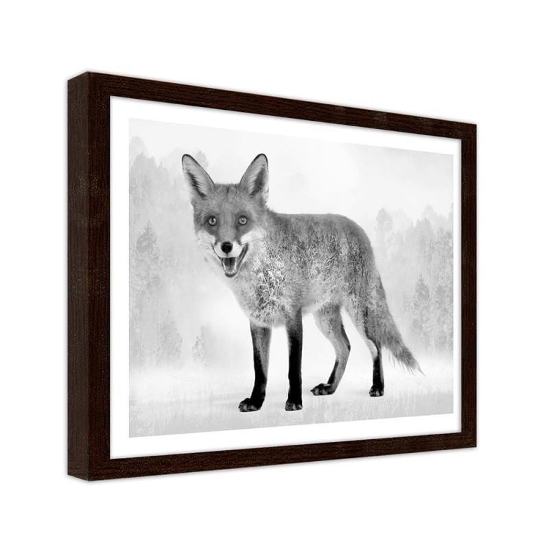 Glezna brūnā rāmī - Grey fox 2 Home Trends DECO