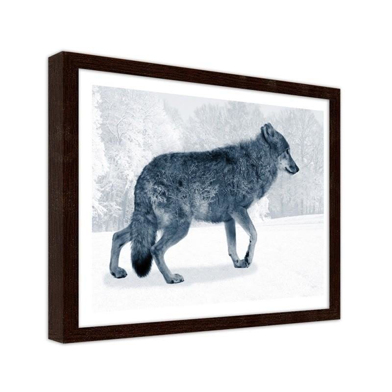 Glezna brūnā rāmī - Grey wolf Home Trends DECO