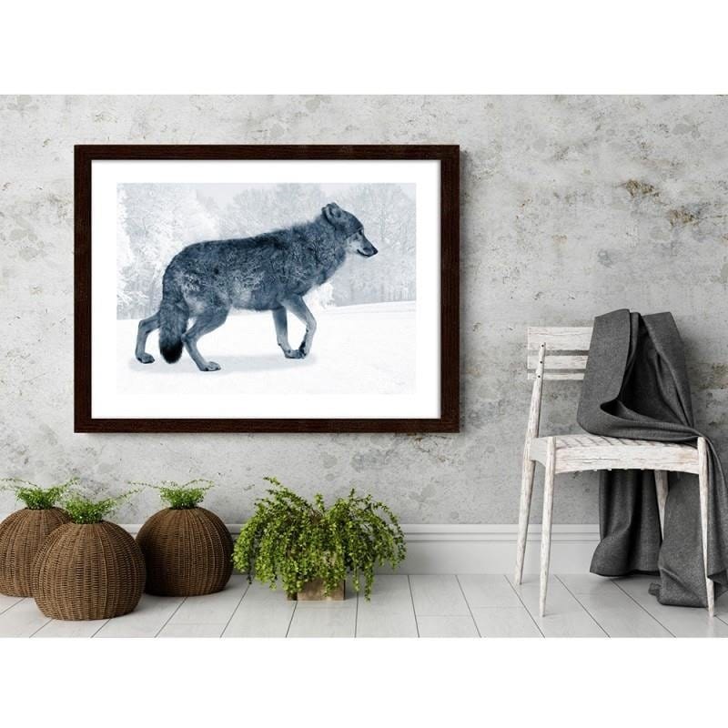 Glezna brūnā rāmī - Grey wolf Home Trends DECO