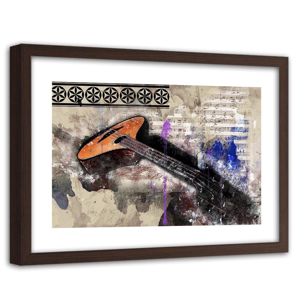 Glezna brūnā rāmī - Guitar Abstraction Home Trends DECO