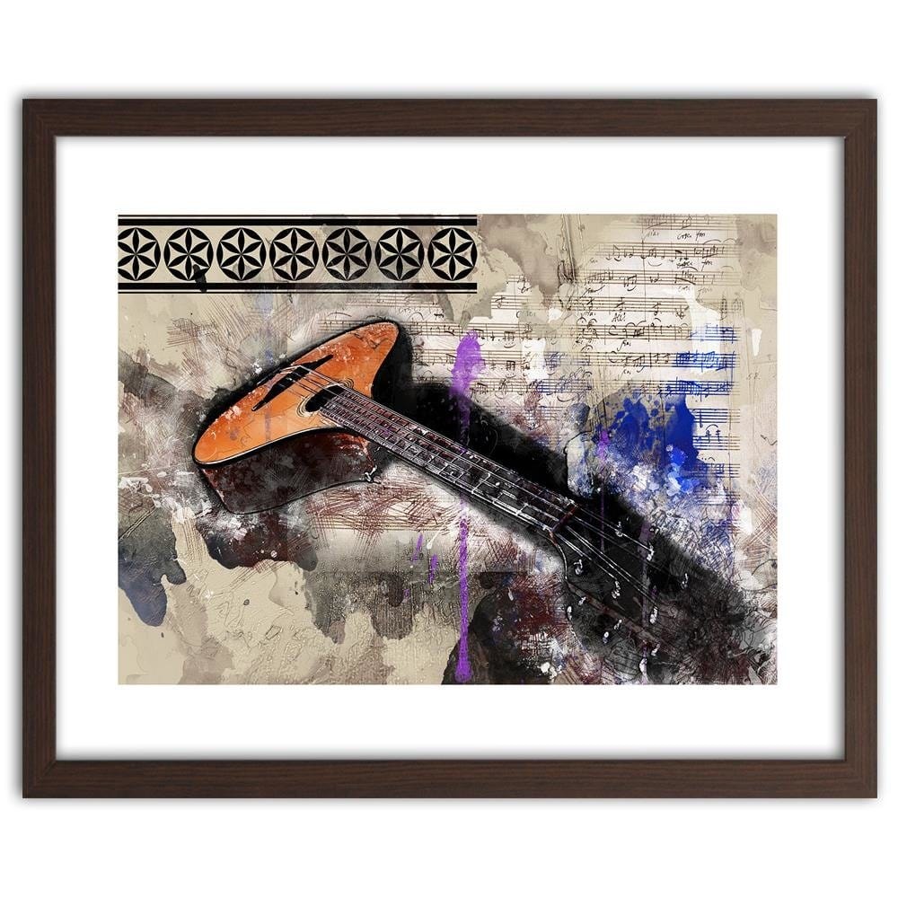 Glezna brūnā rāmī - Guitar Abstraction Home Trends DECO