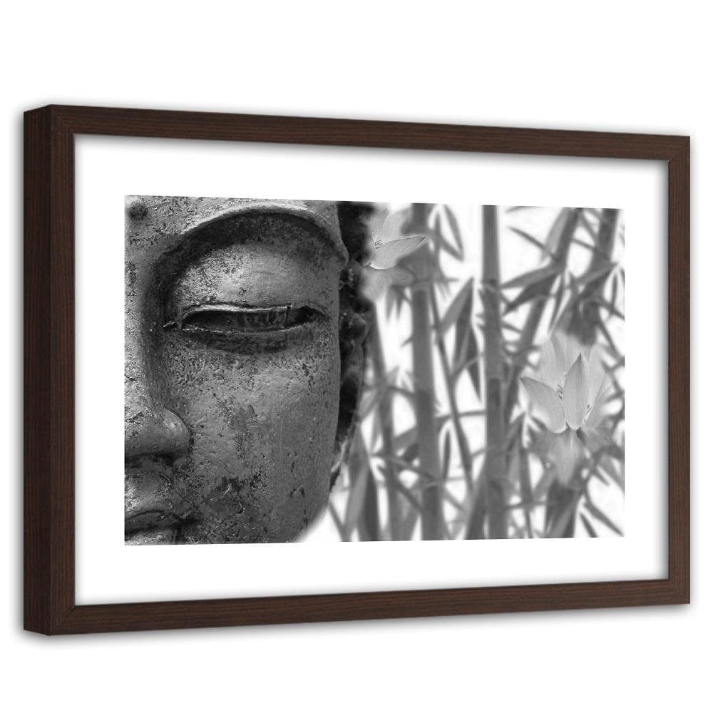 Glezna brūnā rāmī - Half Face Of Buddha Home Trends DECO