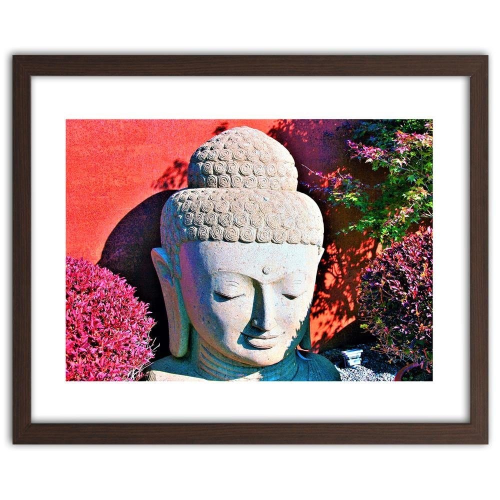 Glezna brūnā rāmī - Head Of Buddha Among The Plants Home Trends DECO