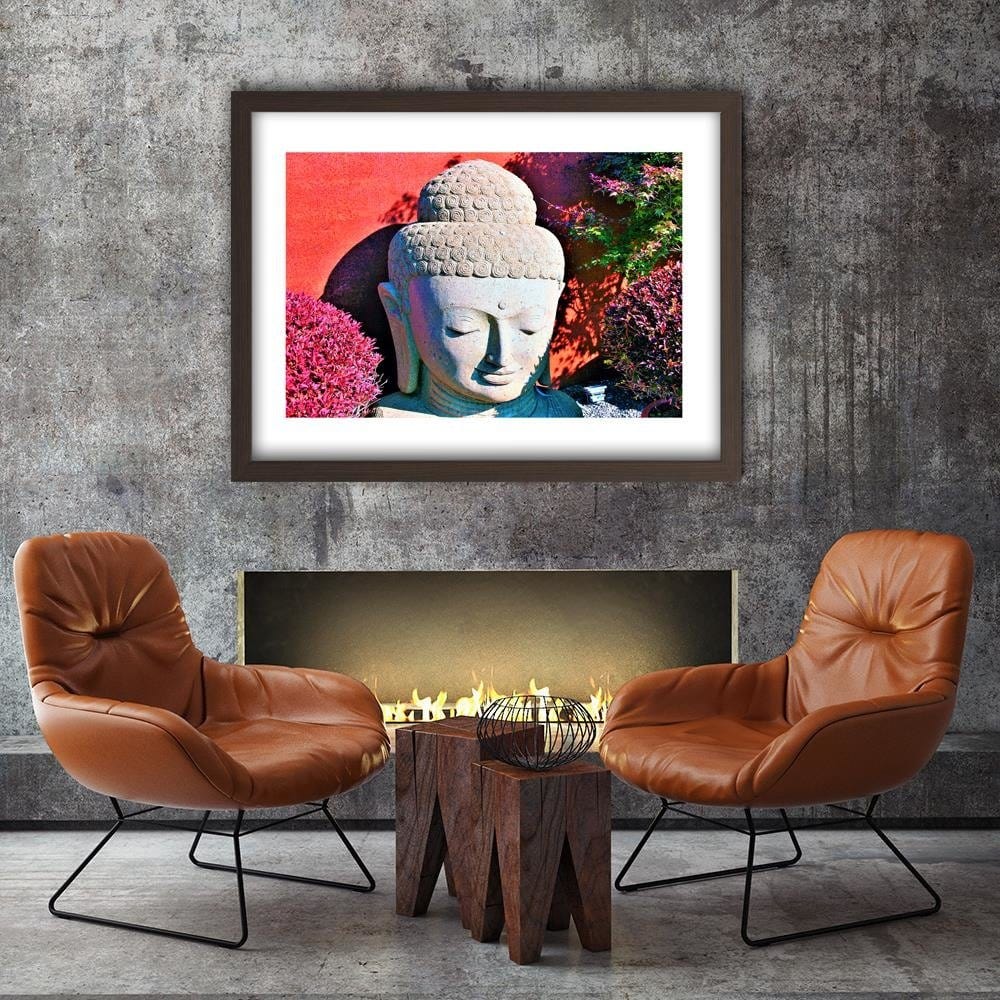 Glezna brūnā rāmī - Head Of Buddha Among The Plants Home Trends DECO