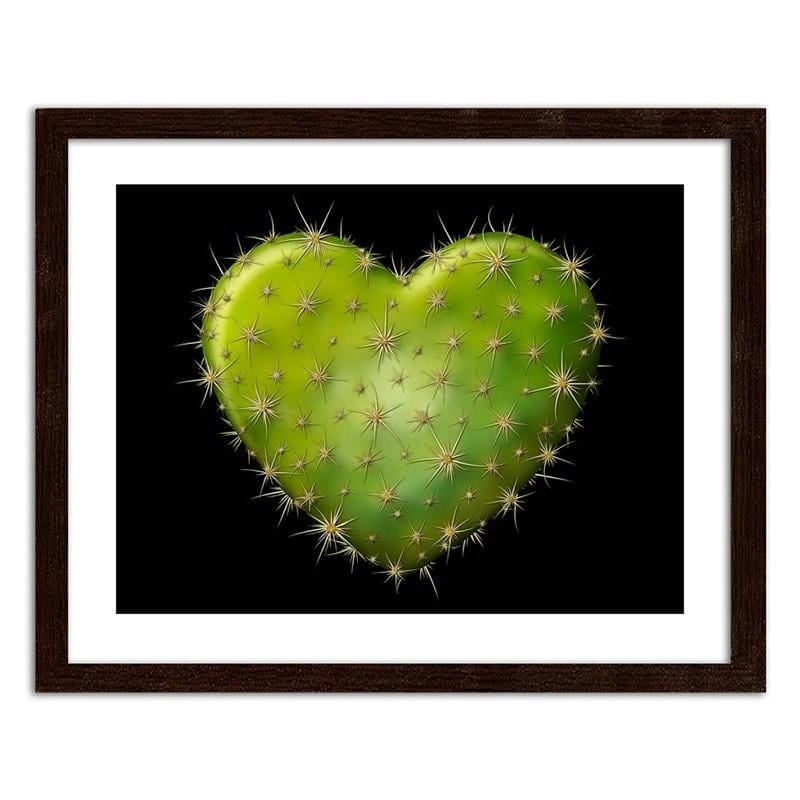 Glezna brūnā rāmī - Heart with spikes - black background Home Trends DECO