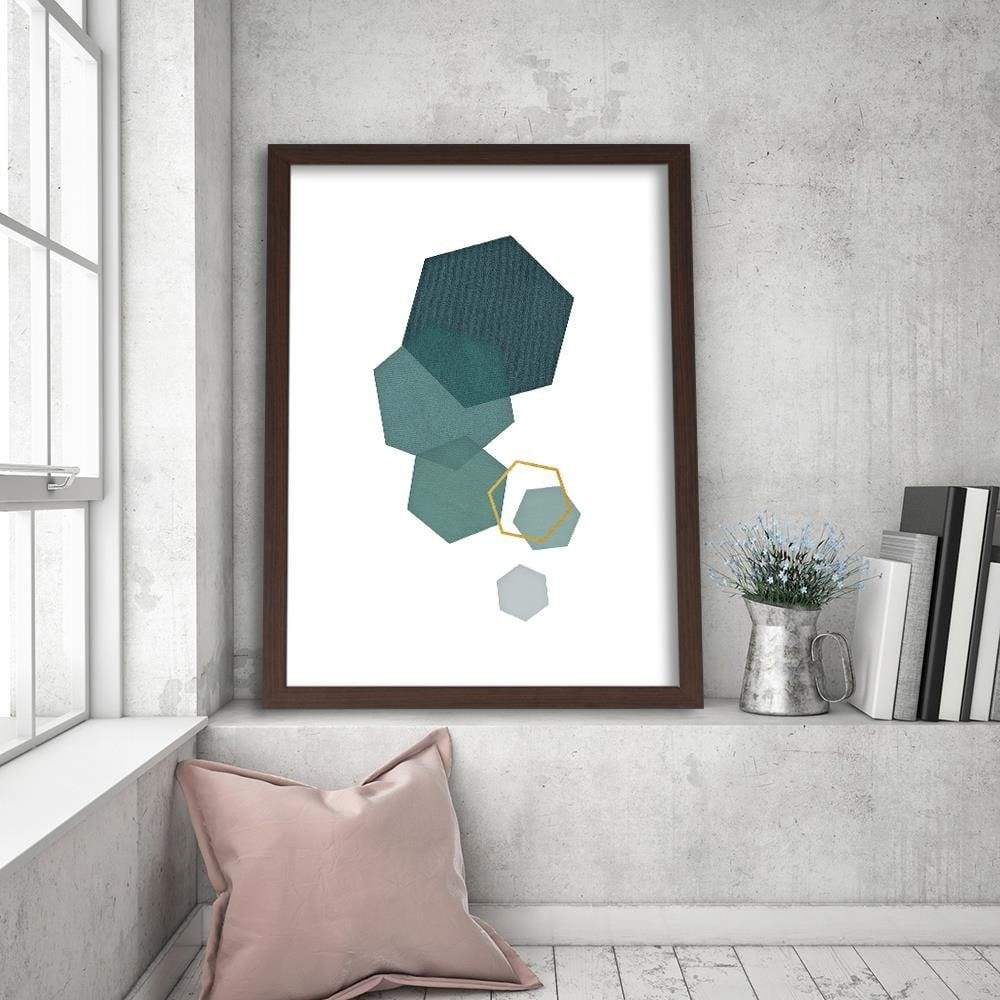 Glezna brūnā rāmī - Hexagons 2 Home Trends DECO