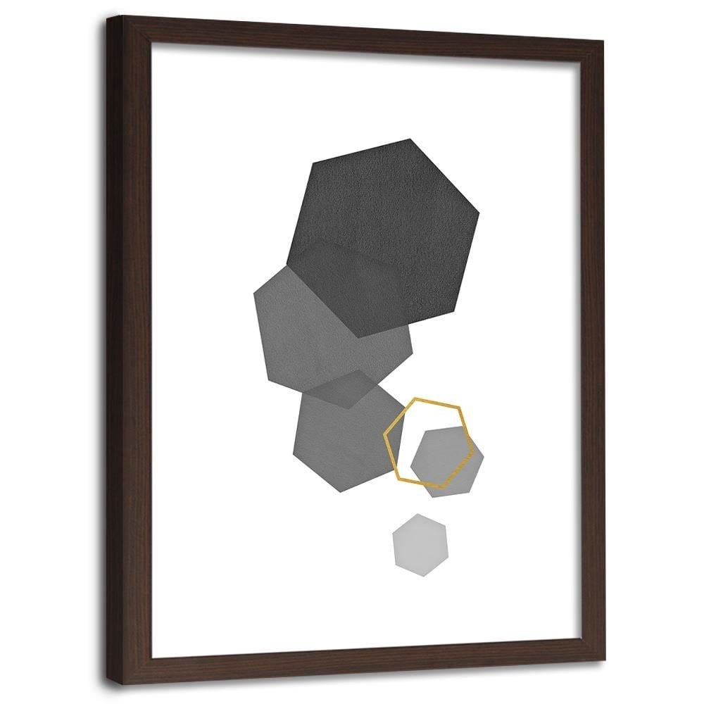 Glezna brūnā rāmī - Hexagons 3 Home Trends DECO