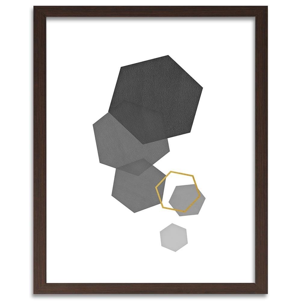 Glezna brūnā rāmī - Hexagons 3 Home Trends DECO
