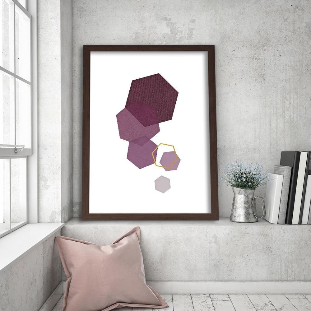 Glezna brūnā rāmī - Hexagons 4 Home Trends DECO