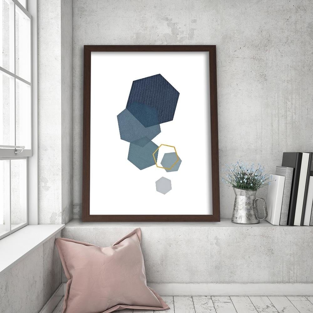 Glezna brūnā rāmī - Hexagons Home Trends DECO