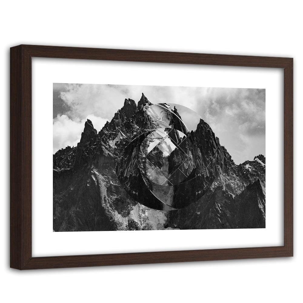 Glezna brūnā rāmī - High Mountains With Geometric Figure 1 Home Trends DECO
