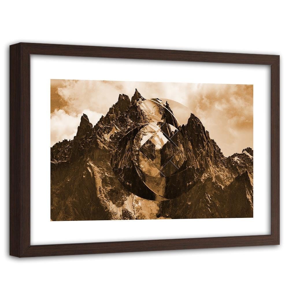 Glezna brūnā rāmī - High Mountains With Geometric Figure 2 Home Trends DECO