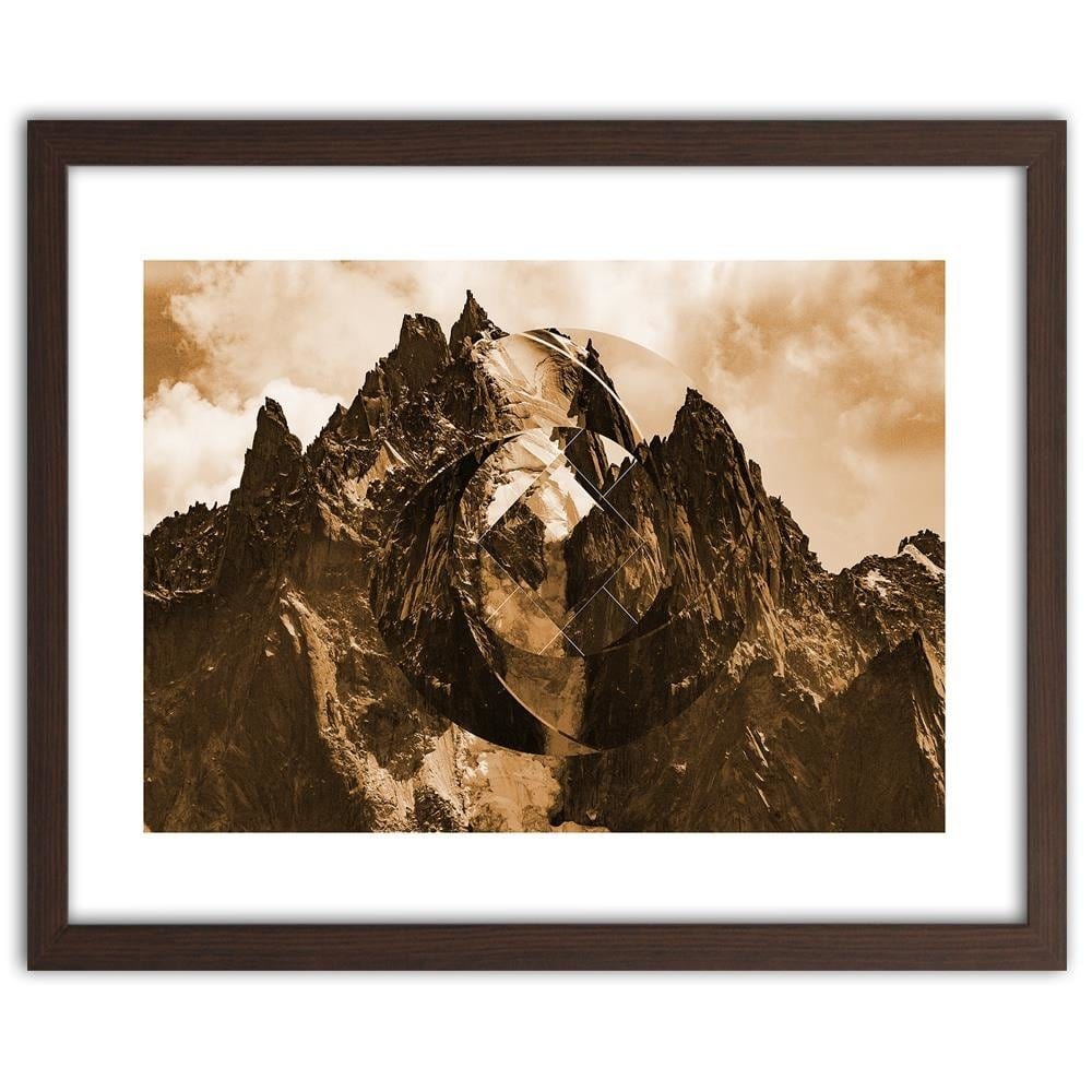 Glezna brūnā rāmī - High Mountains With Geometric Figure 2 Home Trends DECO