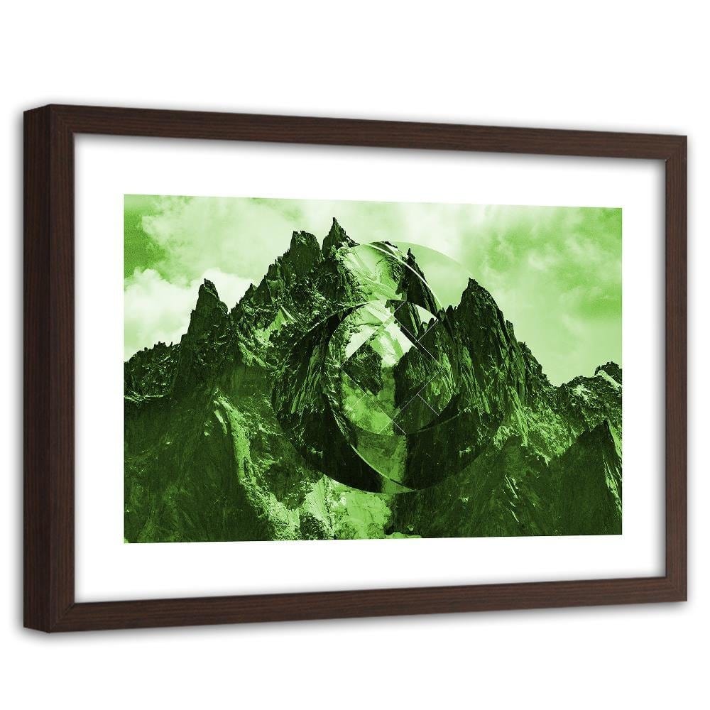 Glezna brūnā rāmī - High Mountains With Geometric Figure 3 Home Trends DECO