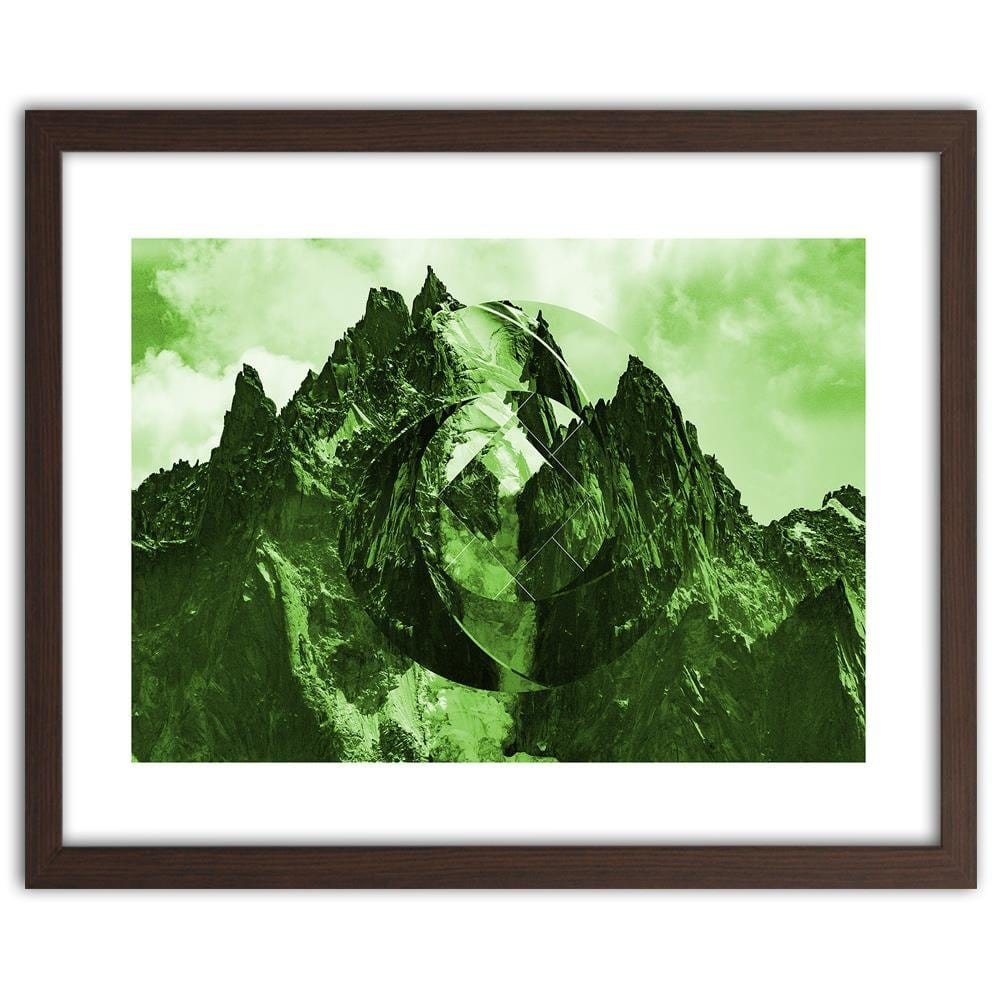 Glezna brūnā rāmī - High Mountains With Geometric Figure 3 Home Trends DECO