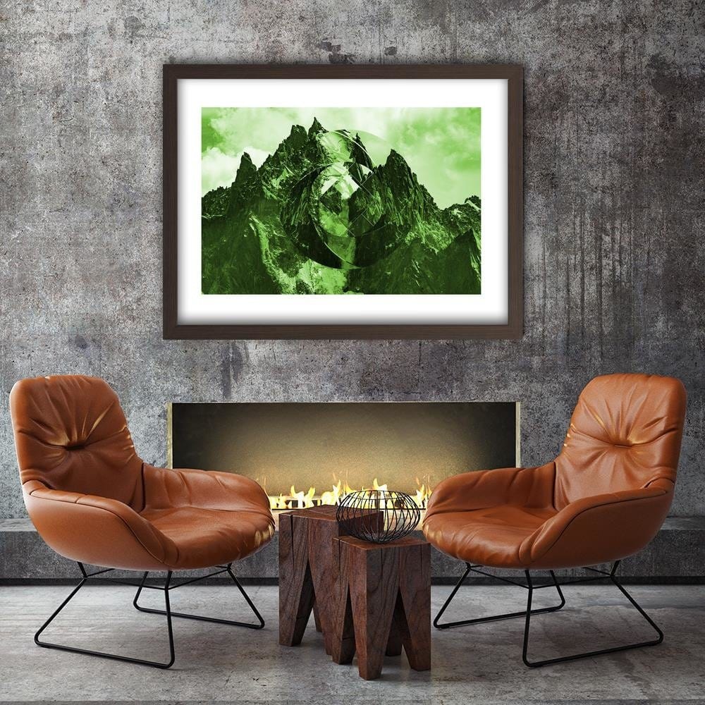 Glezna brūnā rāmī - High Mountains With Geometric Figure 3 Home Trends DECO