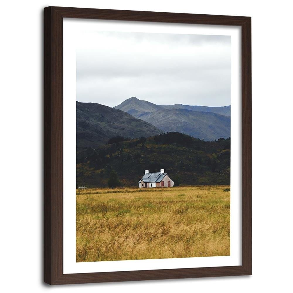 Glezna brūnā rāmī - House At The Mountains Home Trends DECO