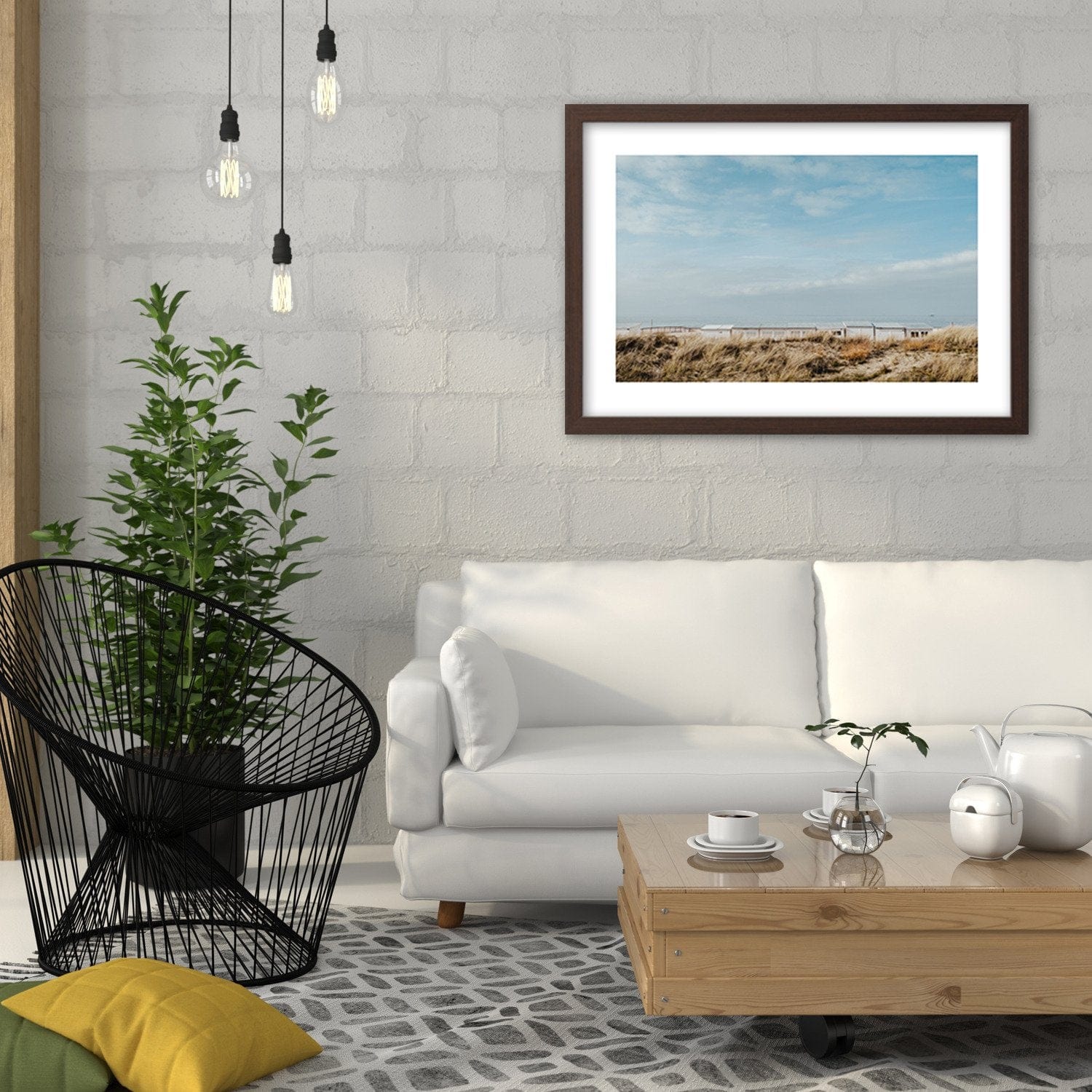 Glezna brūnā rāmī - Houses By The Sea Home Trends DECO