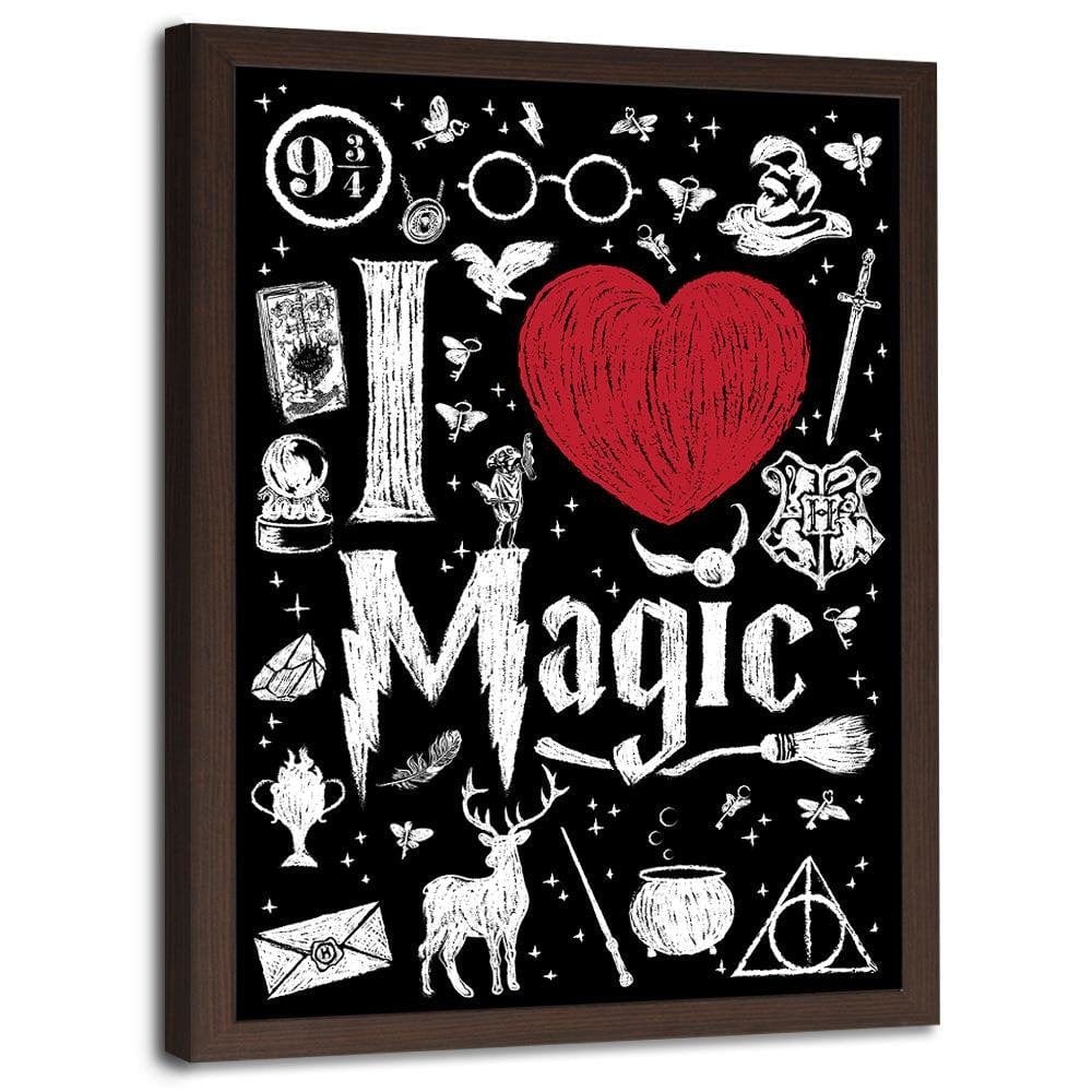 Glezna brūnā rāmī - I Love Magic Image Black And White Home Trends DECO