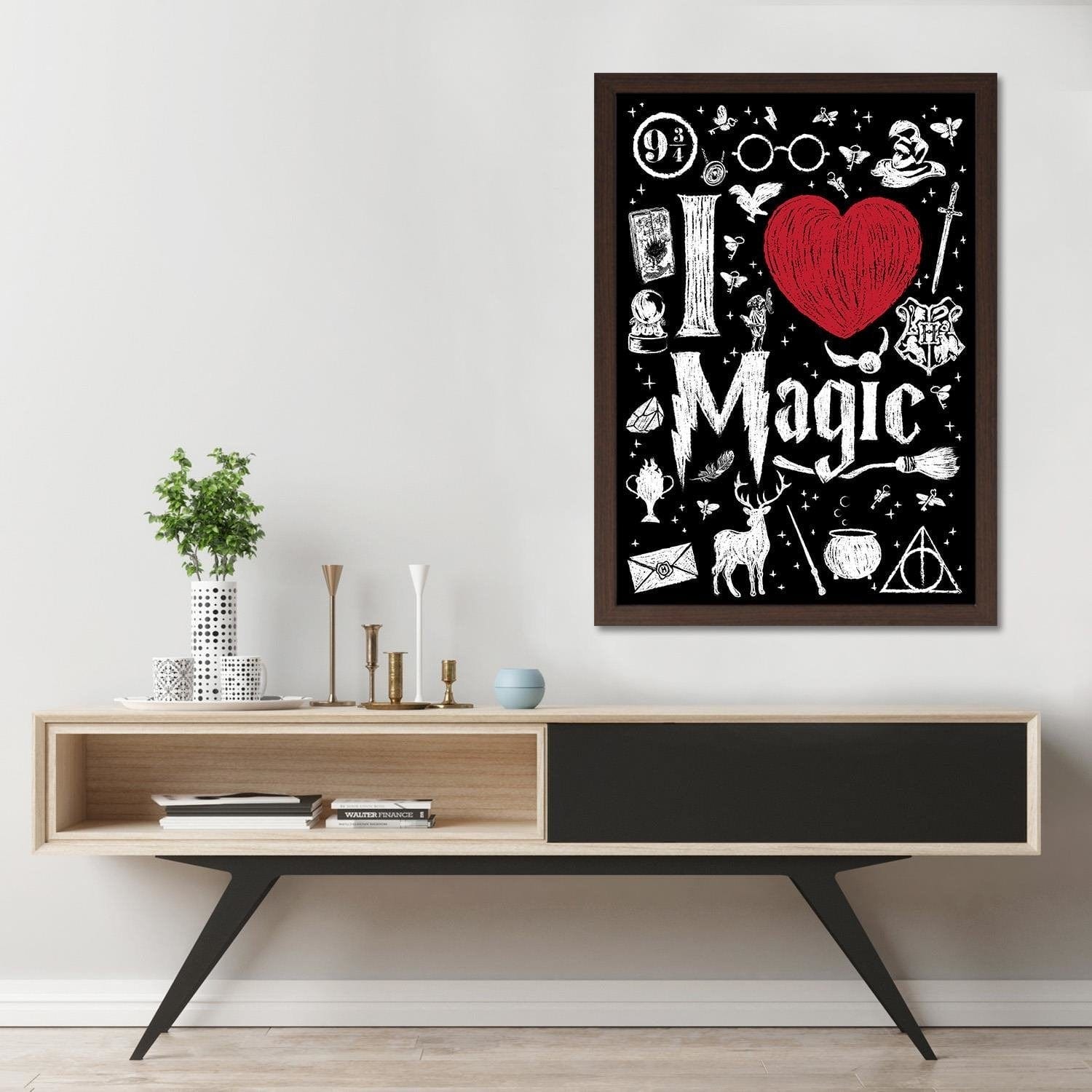 Glezna brūnā rāmī - I Love Magic Image Black And White Home Trends DECO