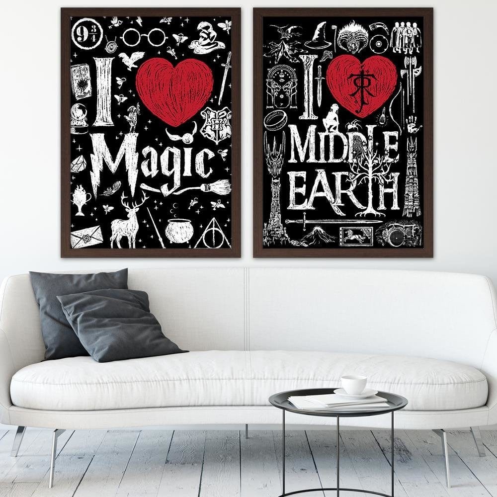 Glezna brūnā rāmī - I Love Magic Image Black And White Home Trends DECO