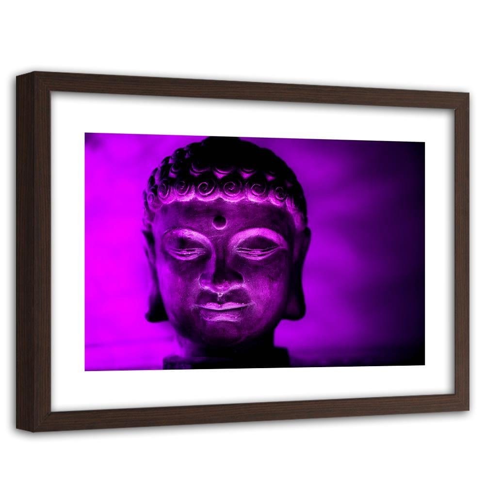 Glezna brūnā rāmī - Illuminated Buddha Head Home Trends DECO