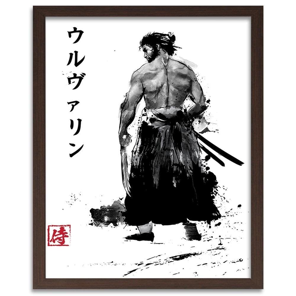 Glezna brūnā rāmī - Immortal Samurai Black And White Home Trends DECO