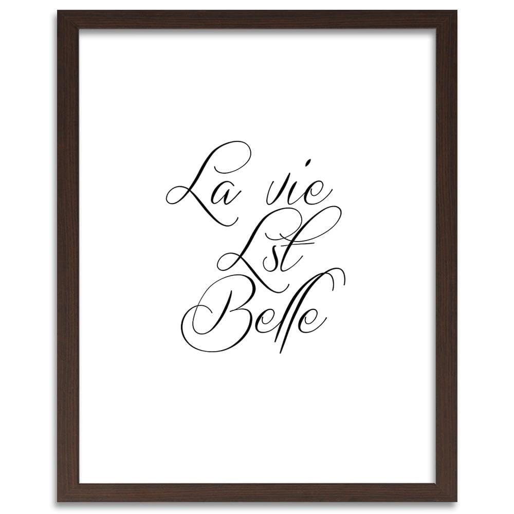 Glezna brūnā rāmī - Inscription Life Is Beautiful Home Trends DECO