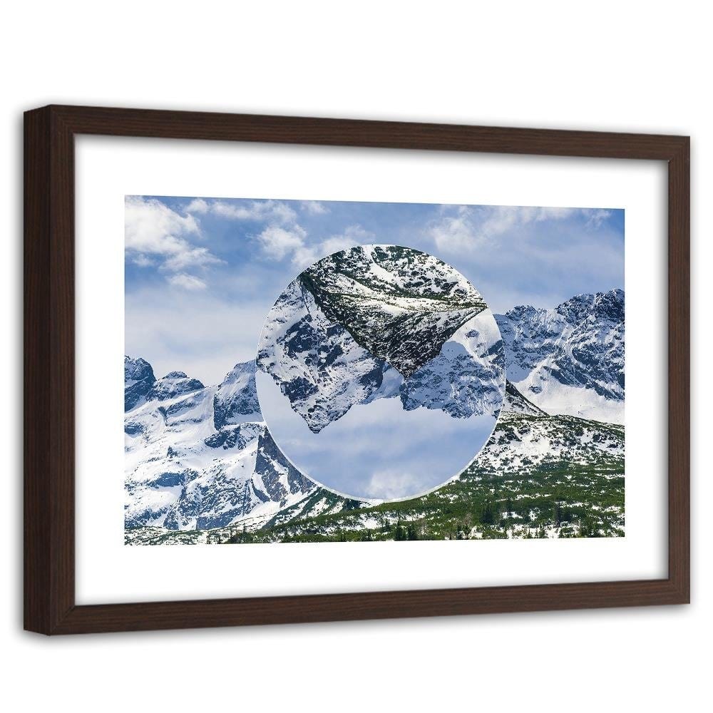 Glezna brūnā rāmī - Inverted Mountain Landscape 1 Home Trends DECO