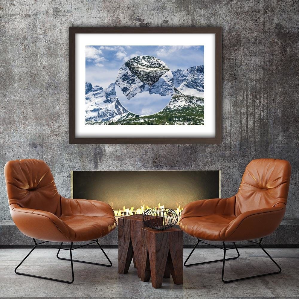 Glezna brūnā rāmī - Inverted Mountain Landscape 1 Home Trends DECO