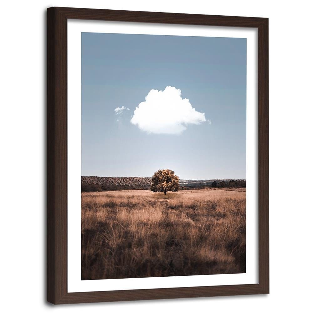 Glezna brūnā rāmī - Isolated Tree And Clouds Home Trends DECO