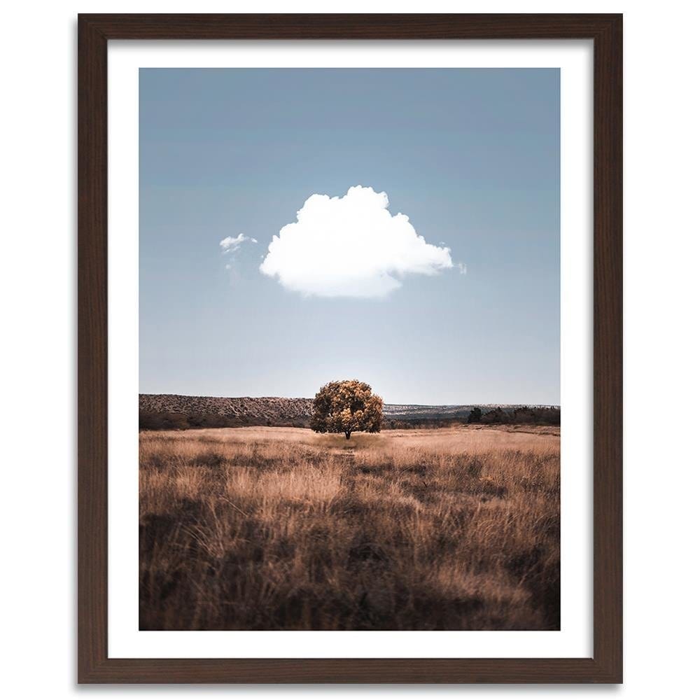Glezna brūnā rāmī - Isolated Tree And Clouds Home Trends DECO