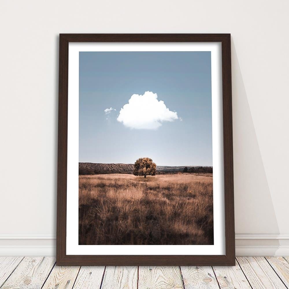 Glezna brūnā rāmī - Isolated Tree And Clouds Home Trends DECO