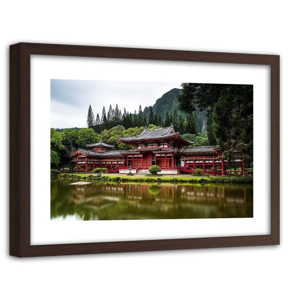 Glezna brūnā rāmī - Japanese Temple Home Trends DECO