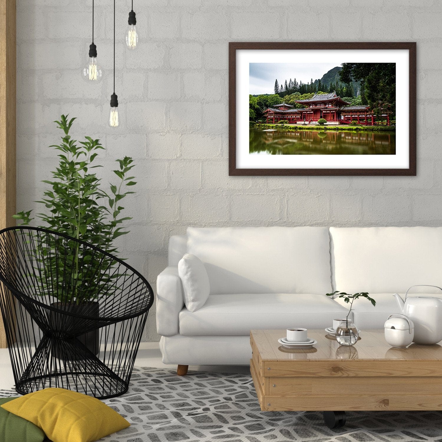 Glezna brūnā rāmī - Japanese Temple Home Trends DECO