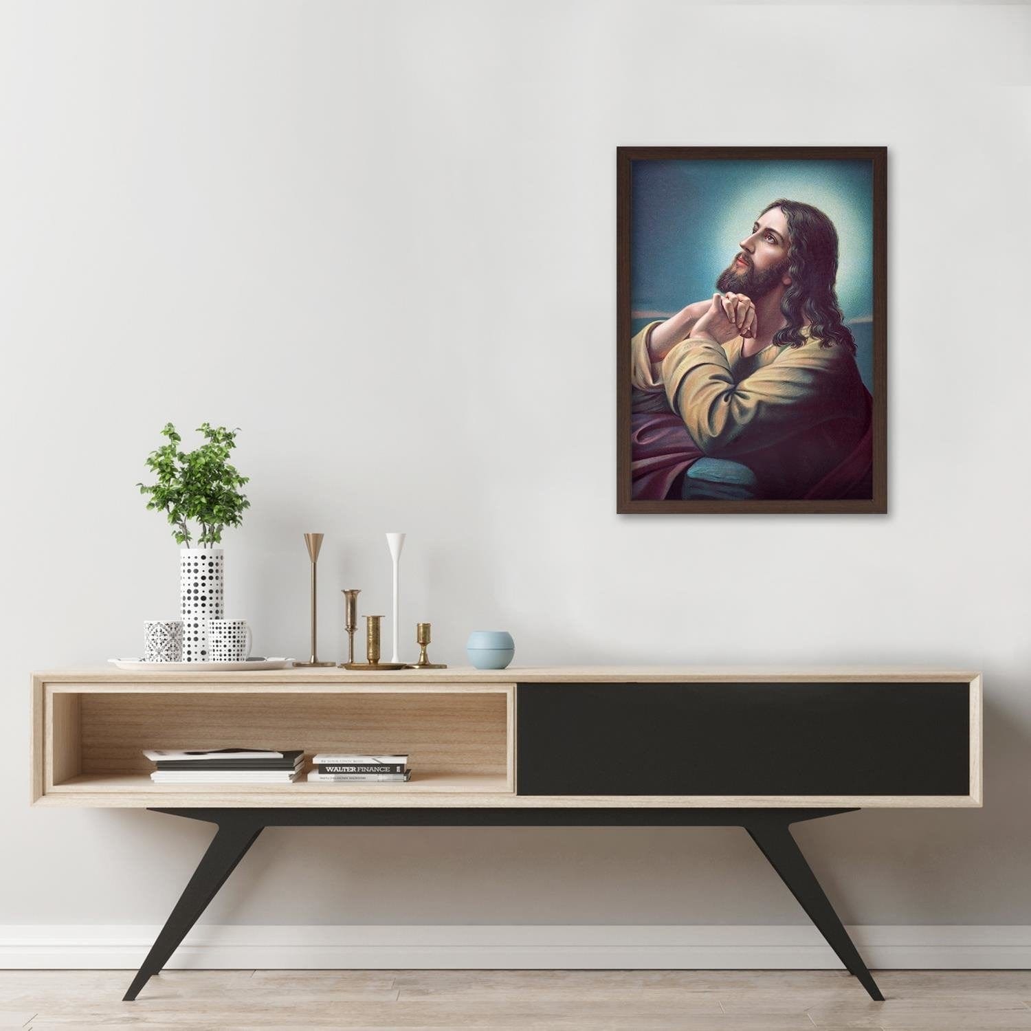 Glezna brūnā rāmī - Jesus Praying Home Trends DECO